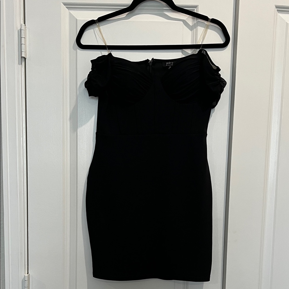 Black Off-Shoulder Mini Dress